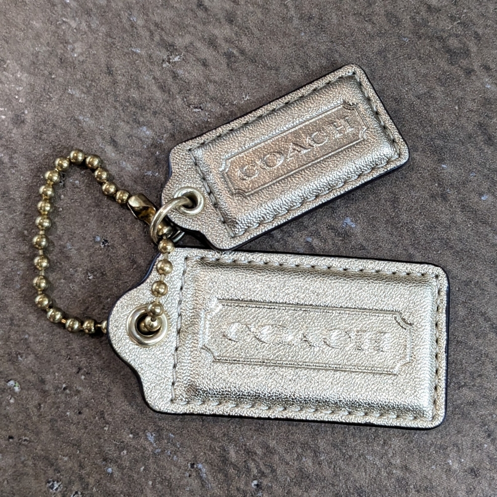 Coach Bag Charm Golden Set Of 2 Large And Small Brass Tone Chain